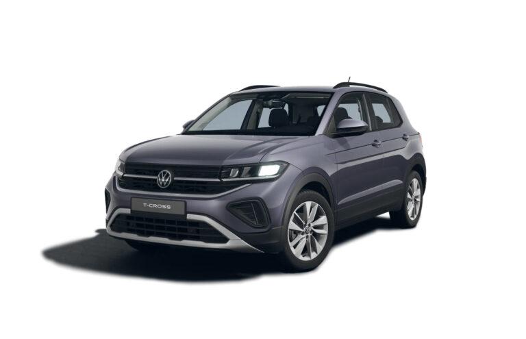 T-Cross Gewerbeleasing 10 Volkswagen T-Cross SUV in Seitenansicht mit Front leicht nach links gedreht auf weißem Hintergrund